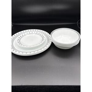 Set Of Corelle Vitrelle City Block 4 Cereal Bowls, 4 Dinner & 3Salad Plates